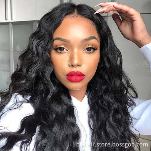 BIS Brazilian 100% Human  hair 4x4 loose deep waves wig for black women, human hair wigs with transparent lace closure wig